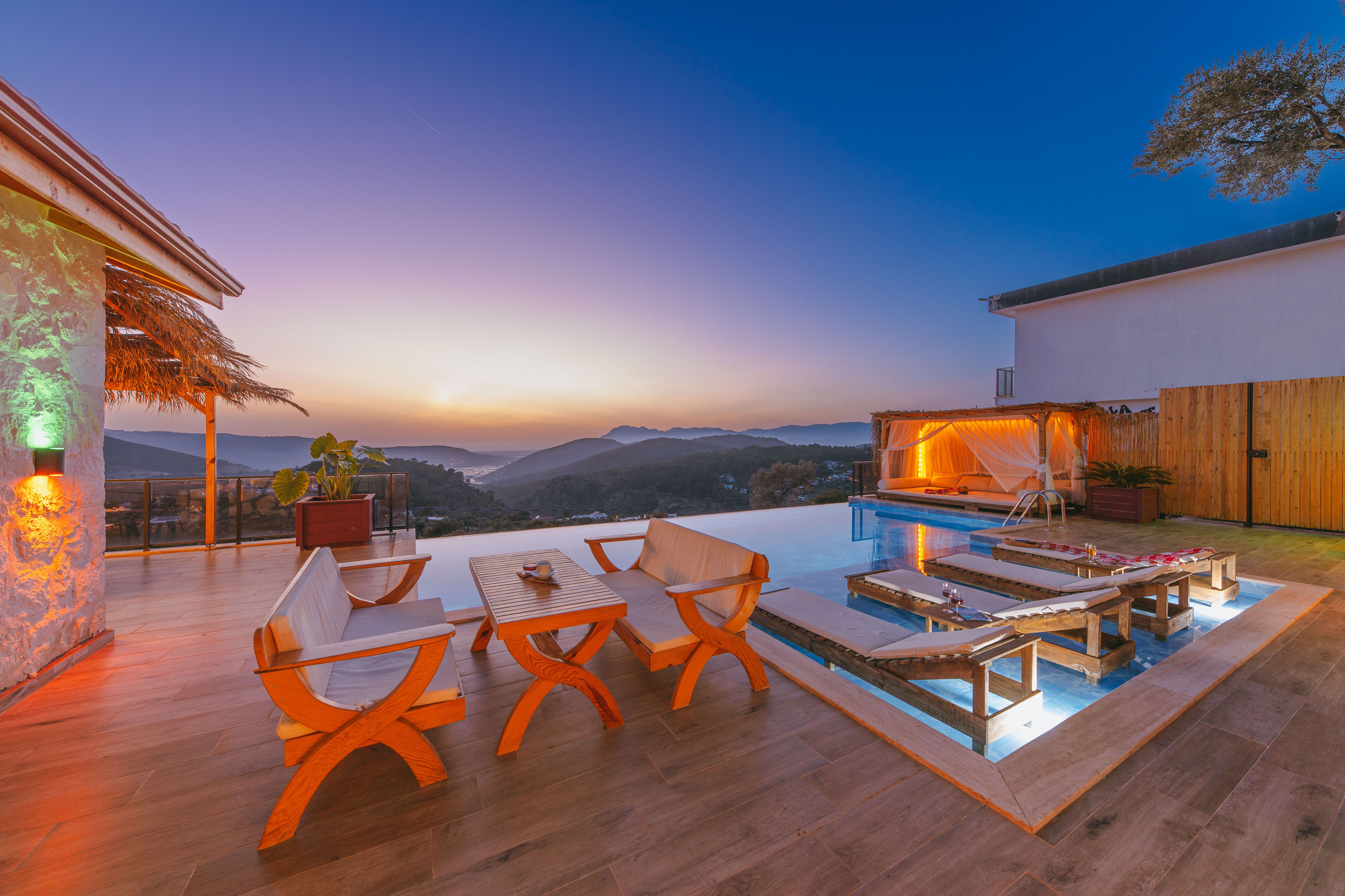 Poolside at sunset